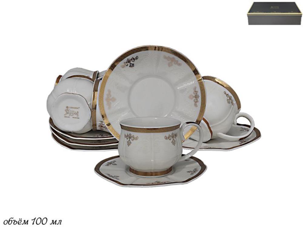 133-119 Кофейный набор 100 мл 12пр, АМПИР в под.уп.(х12)Фарфор 133-119 Кофейный набор 100 мл 12пр, АМПИР в под.уп.(х12)Фарфор