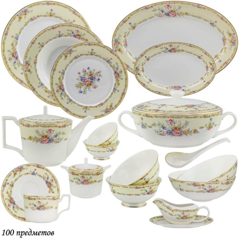 145-317 Чайно-столовый сервиз 100пр. FLEUR в под.уп.(х0,5)Костяной фарфор 145-317 Чайно-столовый сервиз 100пр. FLEUR в под.уп.(х0,5)Костяной фарфор