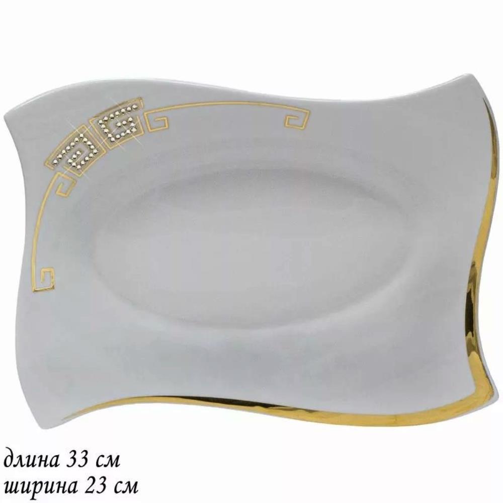 108-136 Прямоугольное блюдо 33см GIVENCHI GOLD в под.уп.(х8) Фарфор