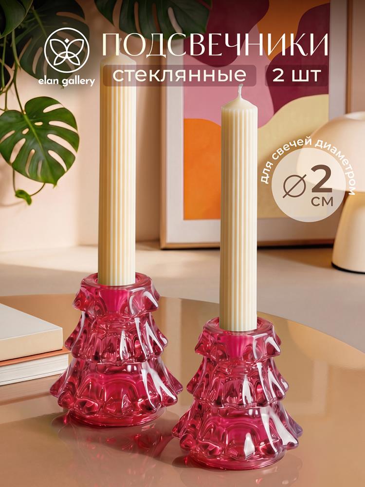Набор подсвечников 2 пр. 7*7*7,6 см красный, стекло Набор подсвечников 2 пр. 7*7*7,6 см красный, стекло