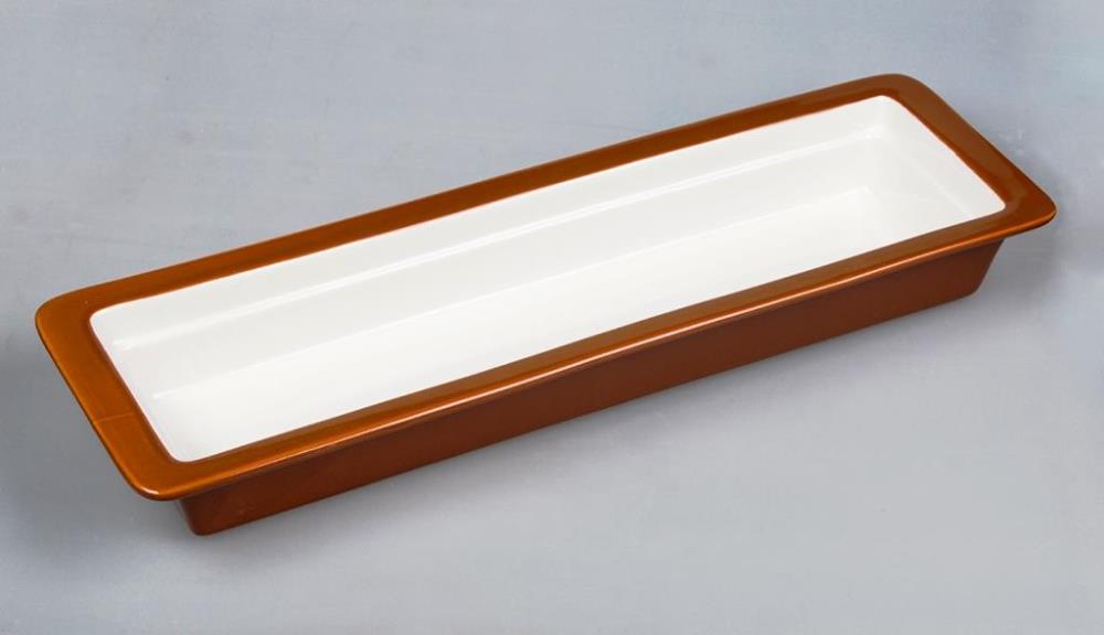 P.L. Proff Cuisine Гастроемкость 2/4-65 (52.5*16*6,5 см), коричневый борт, фарфор /1 P.L. Proff Cuisine Гастроемкость 2/4-65 (52.5*16*6,5 см), коричневый борт, фарфор /1