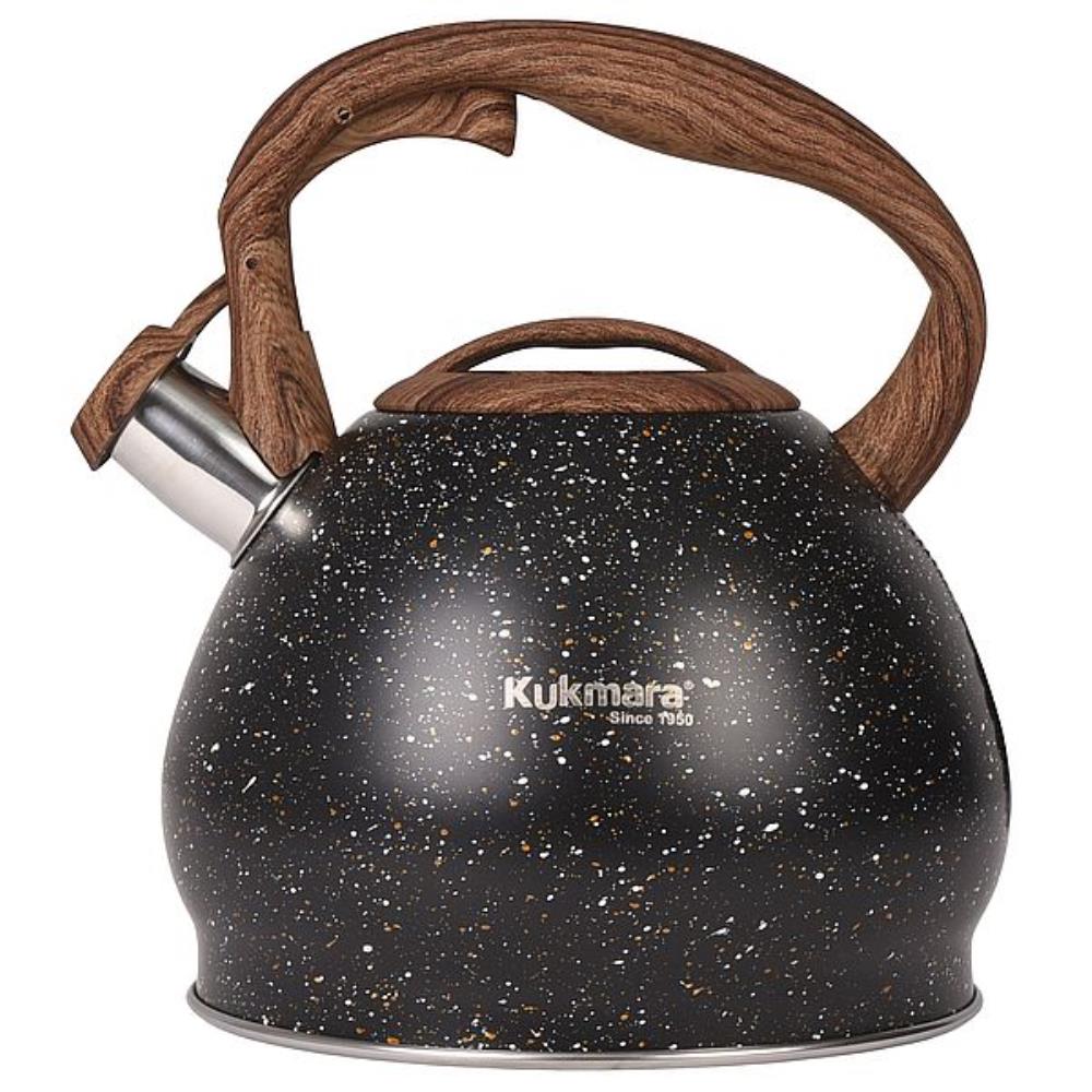Черный мрамор Black Чайник нерж 3,4л со свистком ТМ KUKMARA