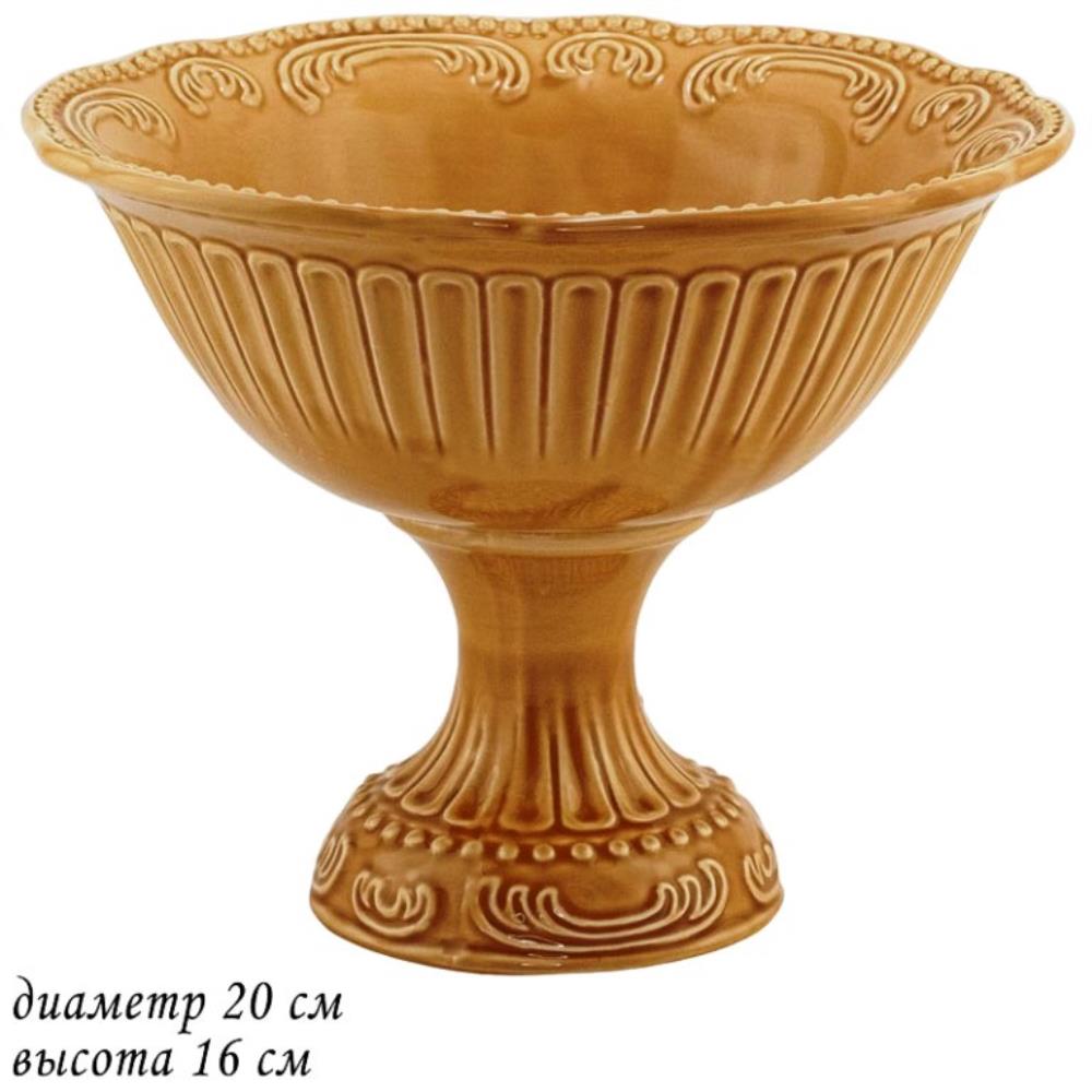 110415 Фруктовница на ножке 20 см БАВАРИЯ карамель в под.уп.(х8)Керамика 110415 Фруктовница на ножке 20 см БАВАРИЯ карамель в под.уп.(х8)Керамика