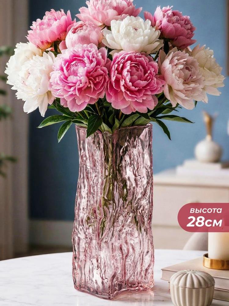 Ваза 13*12*28,5 см 2,3 л розовый, стекло Ваза 13*12*28,5 см 2,3 л розовый, стекло