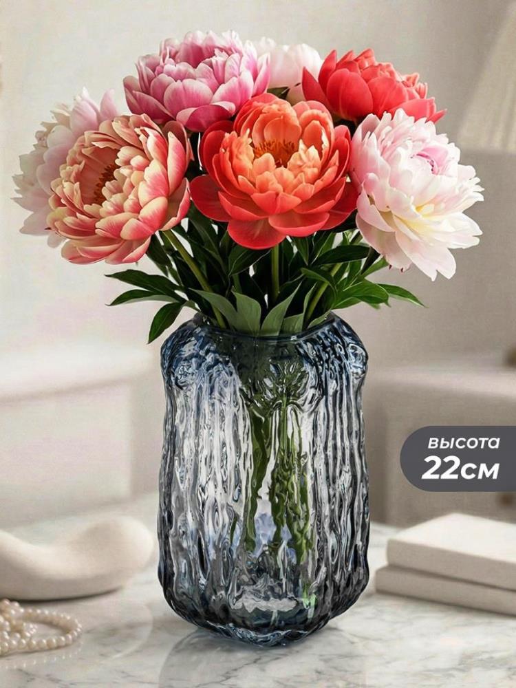 Ваза 13*13*22 см 2,4 л серый, стекло Ваза 13*13*22 см 2,4 л серый, стекло