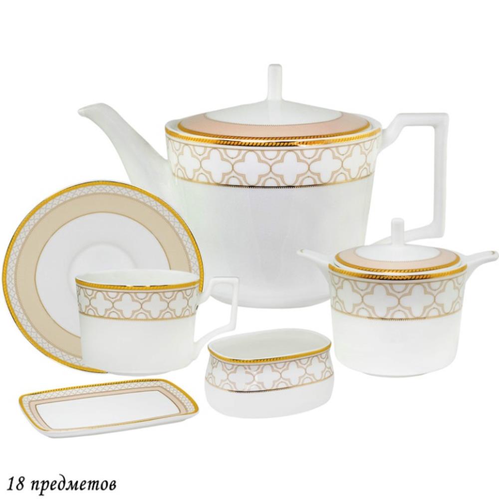 145-334 Чайный сервиз 18пр. ЖОЗЕФИНА в под.уп.(х2) Костяной фарфор 145-334 Чайный сервиз 18пр. ЖОЗЕФИНА в под.уп.(х2) Костяной фарфор