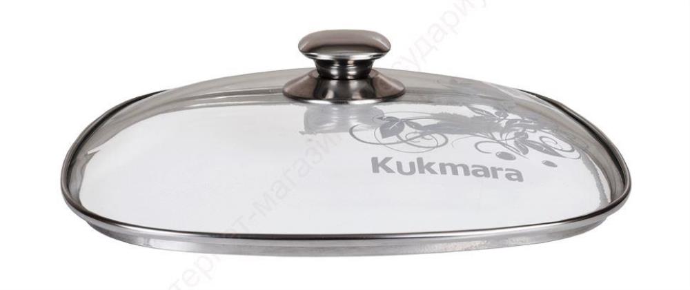Крышка стекл квадр 26х26см нерж/руч с деколью KUKMARA Крышка стекл квадр 26х26см нерж/руч с деколью KUKMARA