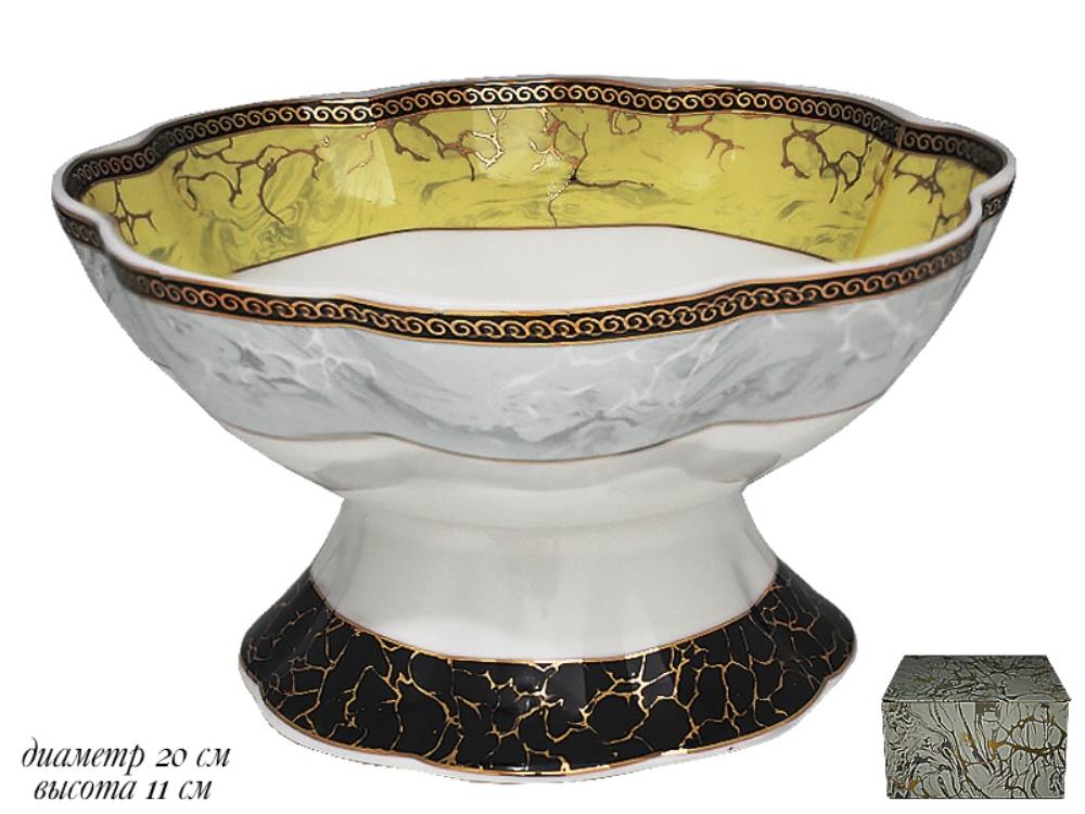 105-687 Фруктовница на ножке 20см  МРАМОР в под.уп.(х16)