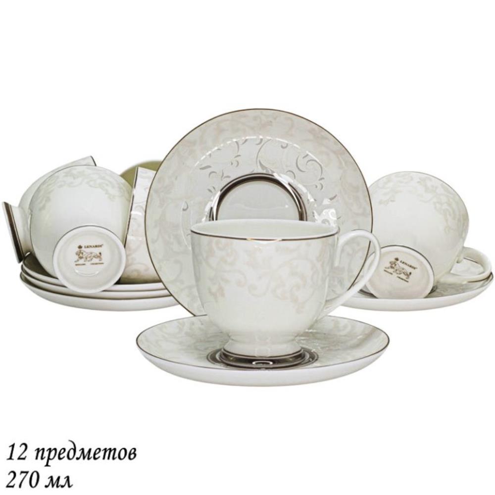 145-139 Чайный набор 12пр. СЕРЫЙ ШЕЛК в под.уп.(х10) Костяной фарфор 145-139 Чайный набор 12пр. СЕРЫЙ ШЕЛК в под.уп.(х10) Костяной фарфор