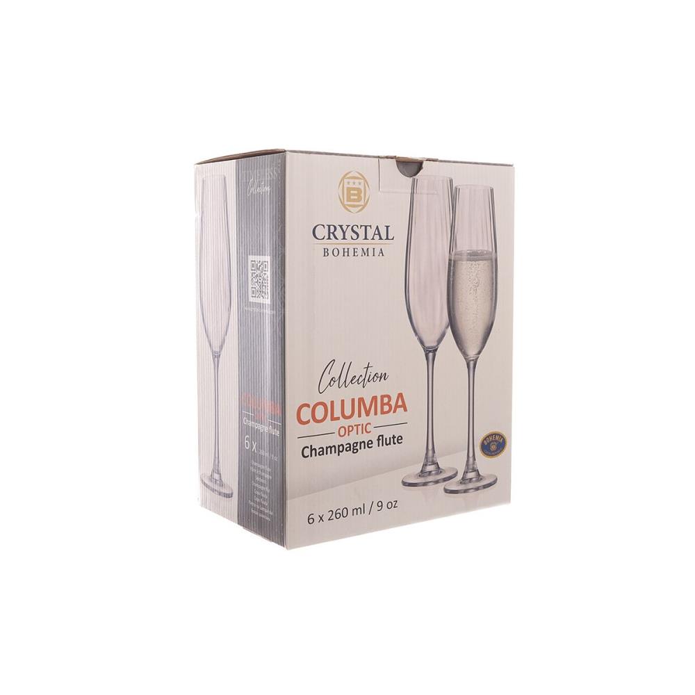 Crystalite Bohemia COLUMBA OPTIC Набор фужеров для шампанского 260 мл (6 шт)