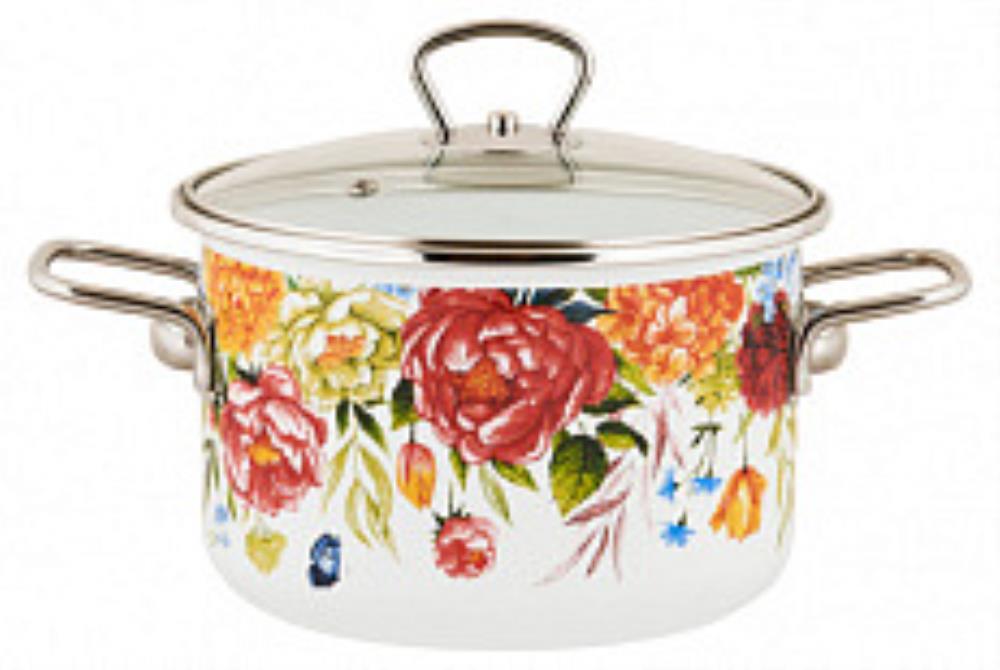 Кастрюля эмал цил Peonies 4,0л TM Appetite Кастрюля эмал цил Peonies 4,0л TM Appetite