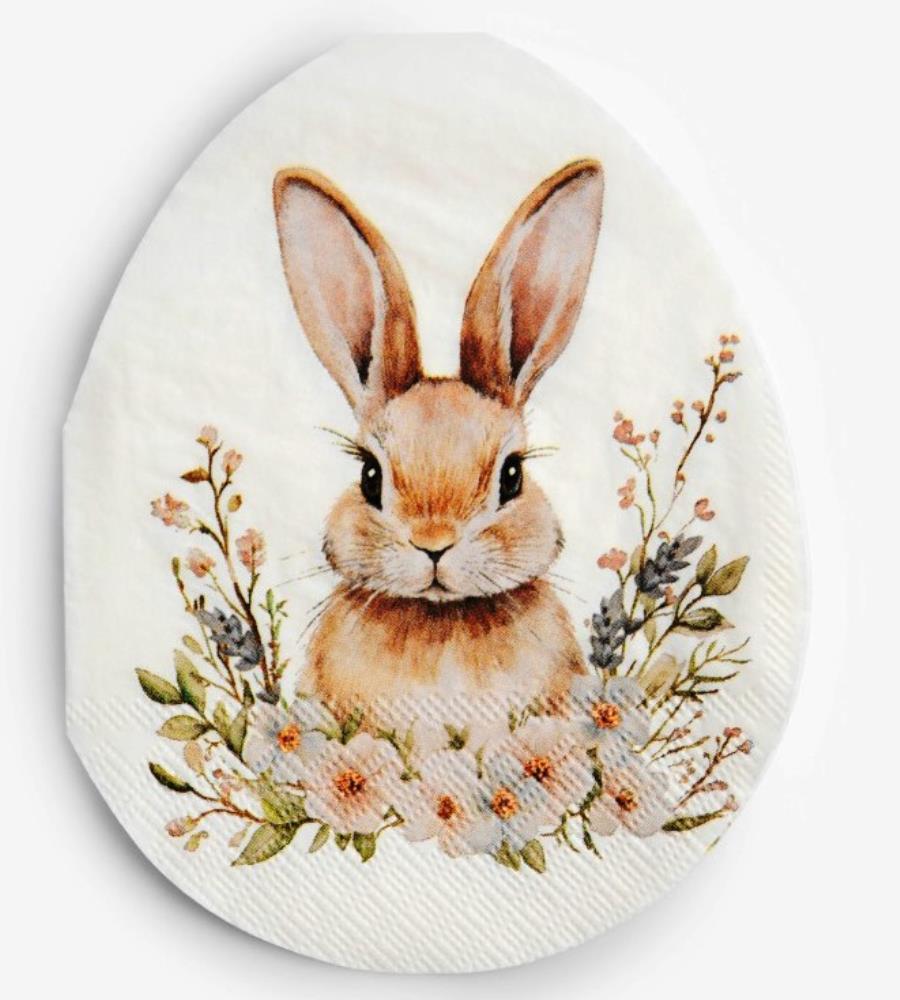 Салфетки бумажные, 33х23 см, 20 шт, бежевые, Яйцо, Кролик в цветах, Flower Rabbit Салфетки бумажные, 33х23 см, 20 шт, бежевые, Яйцо, Кролик в цветах, Flower Rabbit
