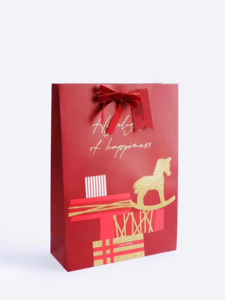 Пакет подарочный, 30х42 см, бумага, красный, Подарки, Bright horse Пакет подарочный, 30х42 см, бумага, красный, Подарки, Bright horse