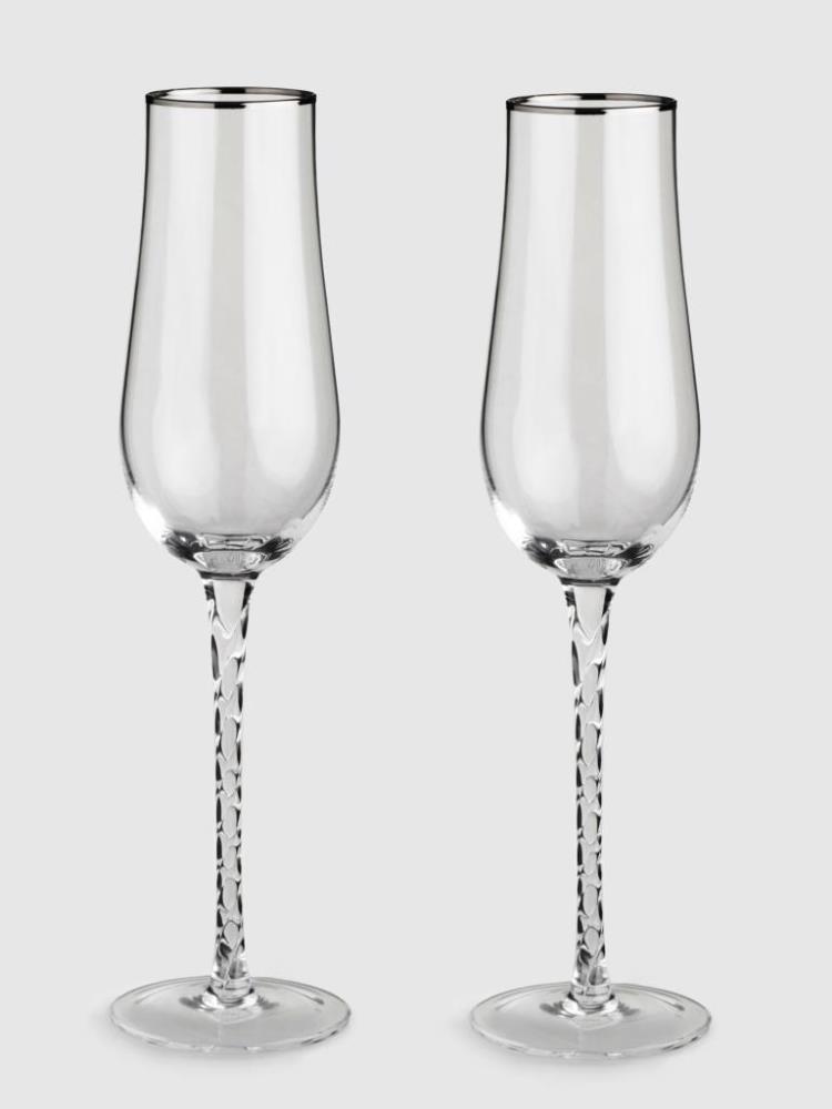 Бокал для шампанского, 240 мл, 2 шт, стекло, с серебристым кантом, Rhapsody Бокал для шампанского, 240 мл, 2 шт, стекло, с серебристым кантом, Rhapsody