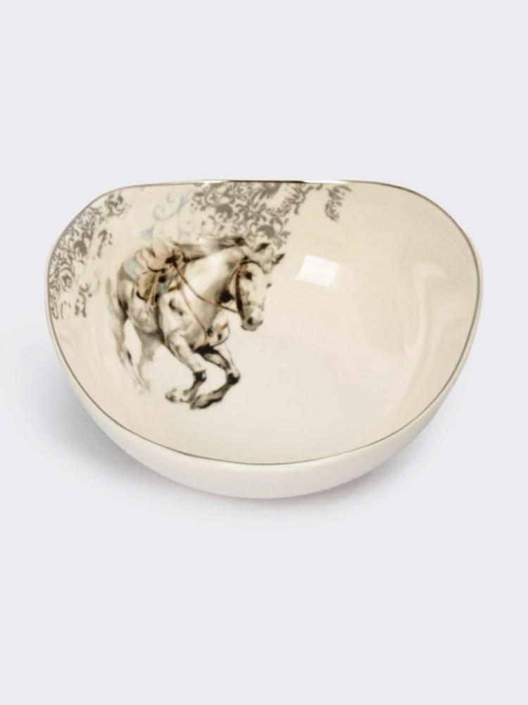 Пиала, 14х5 см, фарфор N, белая, с серебристым кантом, Конь, White horse Пиала, 14х5 см, фарфор N, белая, с серебристым кантом, Конь, White horse