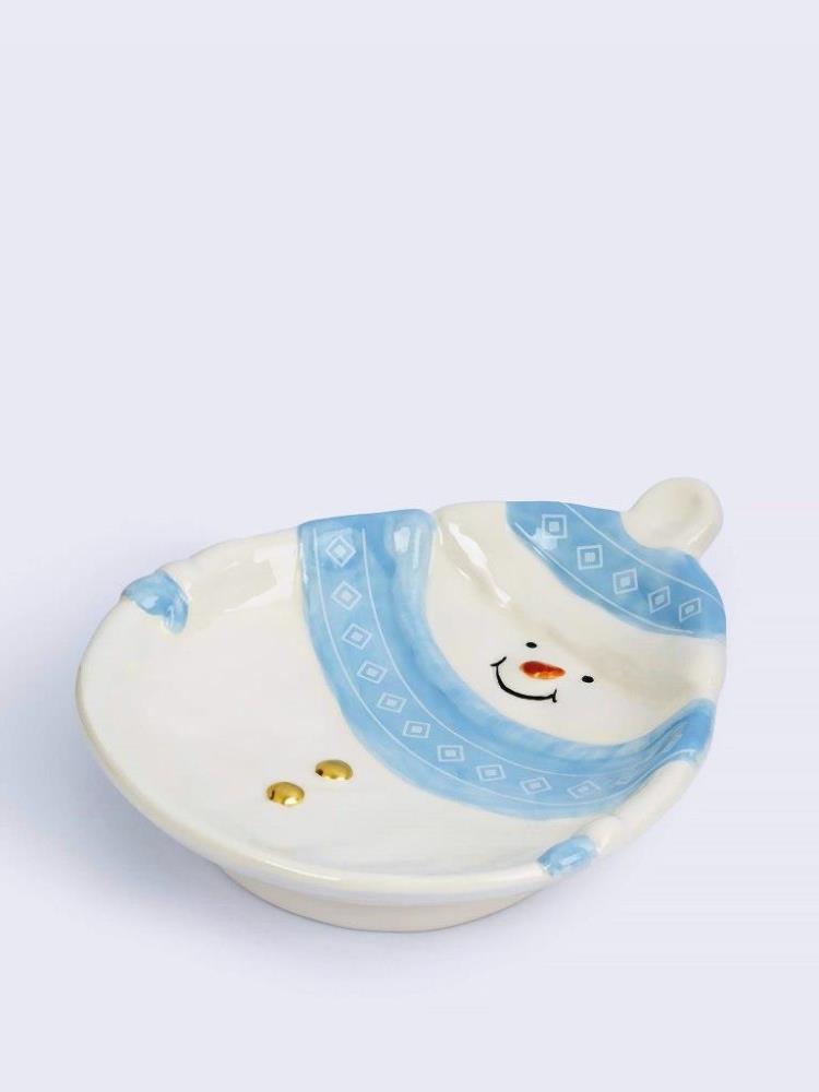 Блюдо, 21x18x4 см, керамика, бело-голубое, Снеговик в шапке и шарфе, Snowman Блюдо, 21x18x4 см, керамика, бело-голубое, Снеговик в шапке и шарфе, Snowman