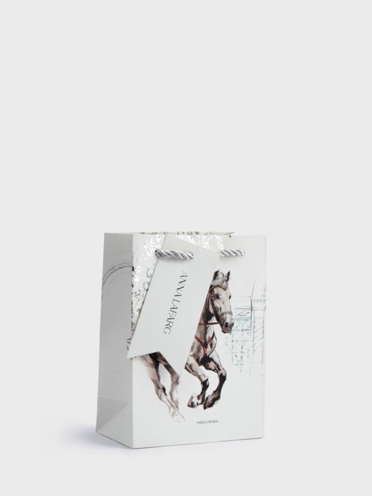 Пакет подарочный, 12х16 см, бумага, белый, Конь, White horse Пакет подарочный, 12х16 см, бумага, белый, Конь, White horse