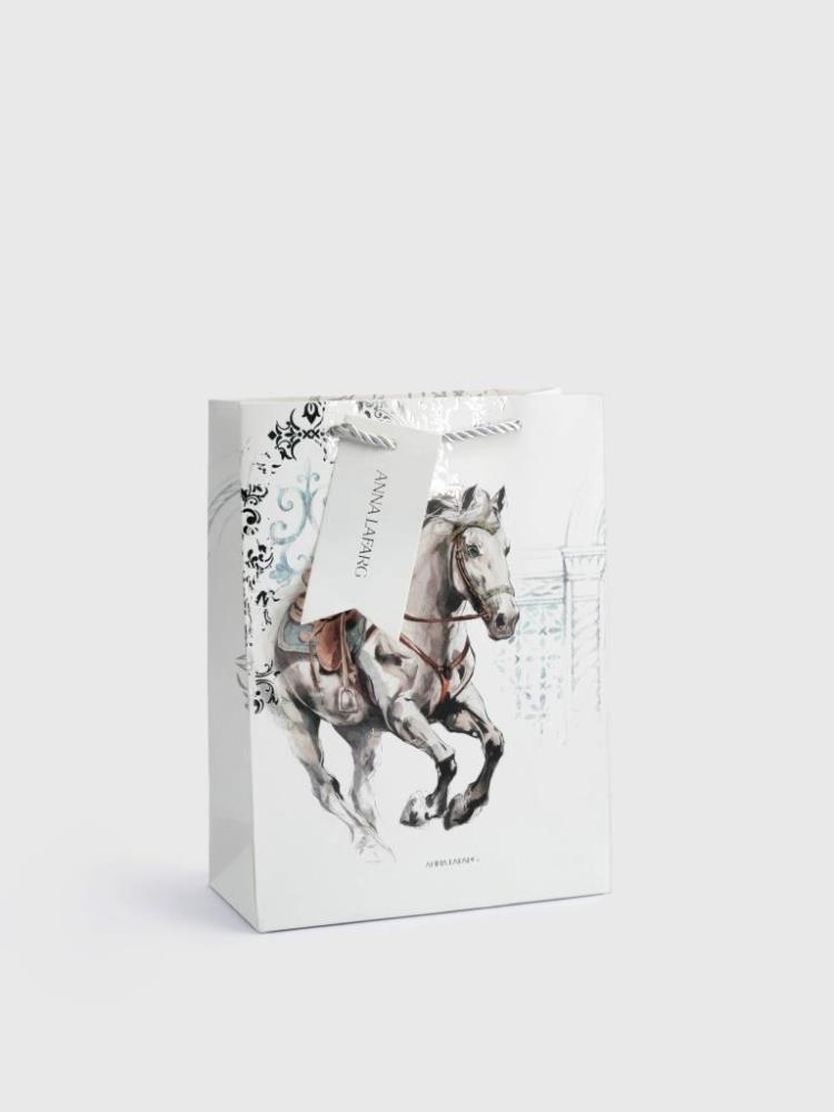 Пакет подарочный, 18х24 см, бумага, белый, Конь, White horse Пакет подарочный, 18х24 см, бумага, белый, Конь, White horse