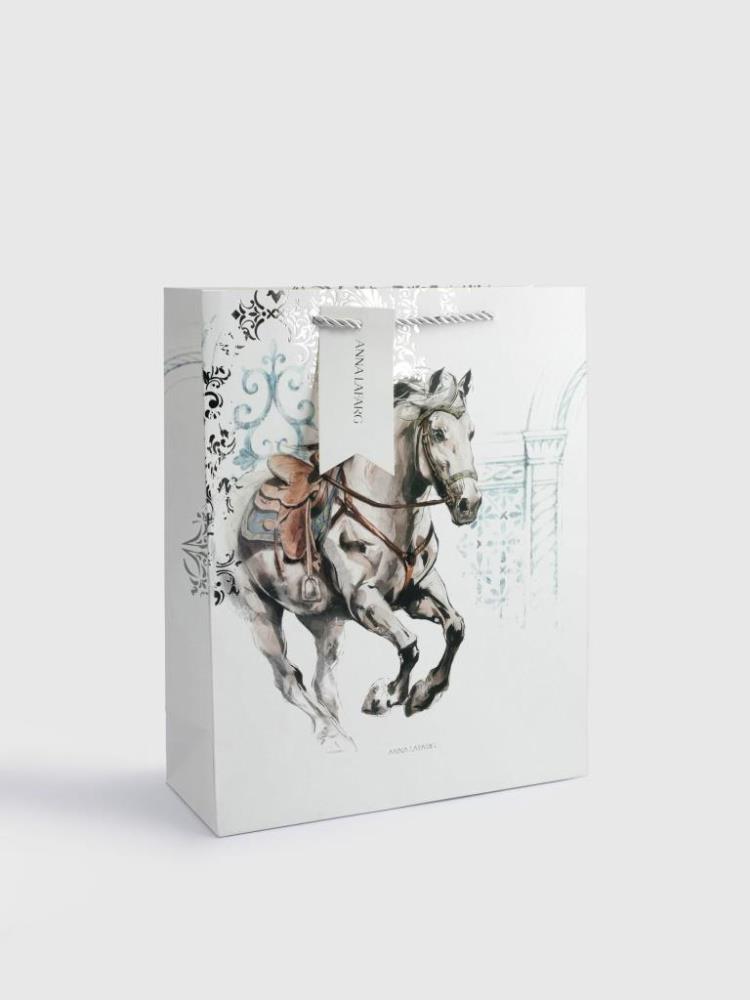 Пакет подарочный, 26х32 см, бумага, белый, Конь, White horse Пакет подарочный, 26х32 см, бумага, белый, Конь, White horse