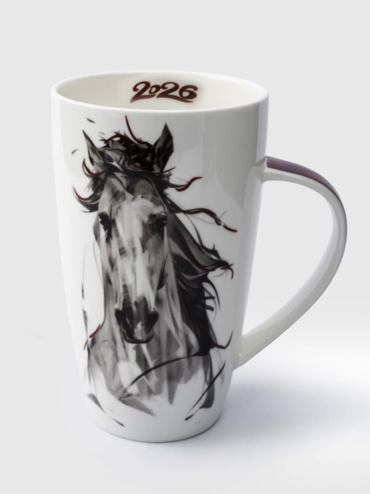 Кружка, 600 мл, фарфор F, черно-белая, Конь, Horse Кружка, 600 мл, фарфор F, черно-белая, Конь, Horse