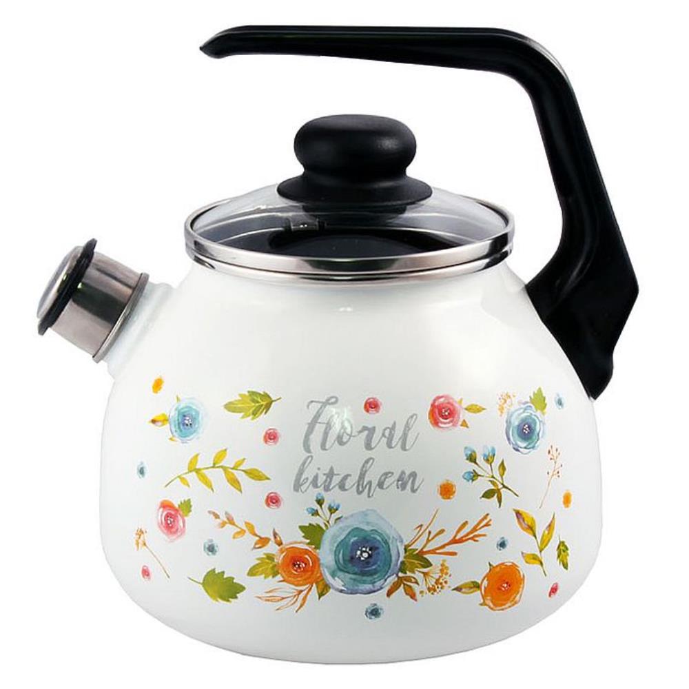 Чайник эмал 3,0л со свистком Цветочная кухня / Floral kitchen ТМ Appetite Чайник эмал 3,0л со свистком Цветочная кухня / Floral kitchen ТМ Appetite