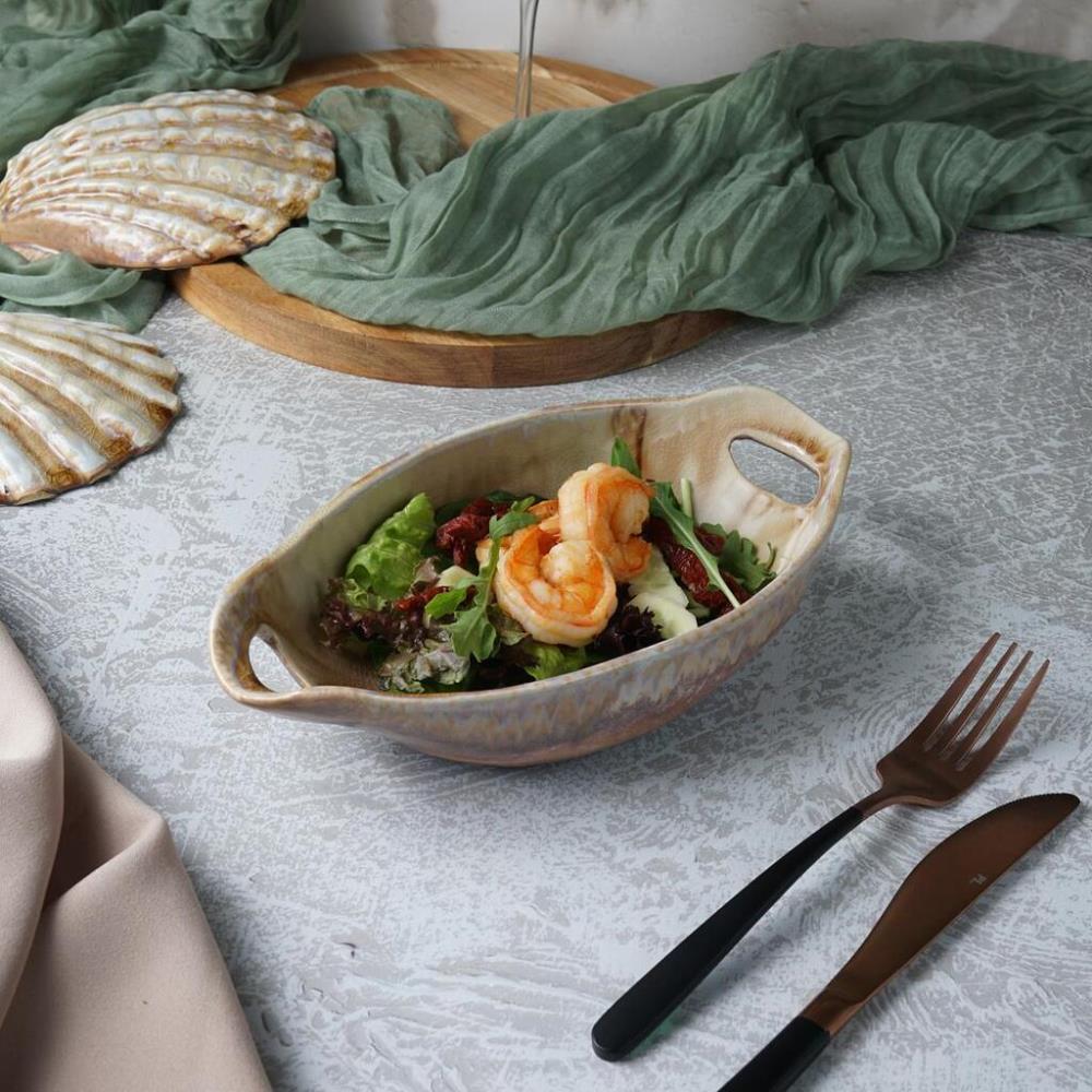 Pearl Sea Stone Блюдо овальное 24*12,5 см h5,5 см 210 мл с ручками Frutti di Mare, керамка P.L. Proff Cuisine Pearl Sea Stone Блюдо овальное 24*12,5 см h5,5 см 210 мл с ручками Frutti di Mare, керамка P.L. Proff Cuisine