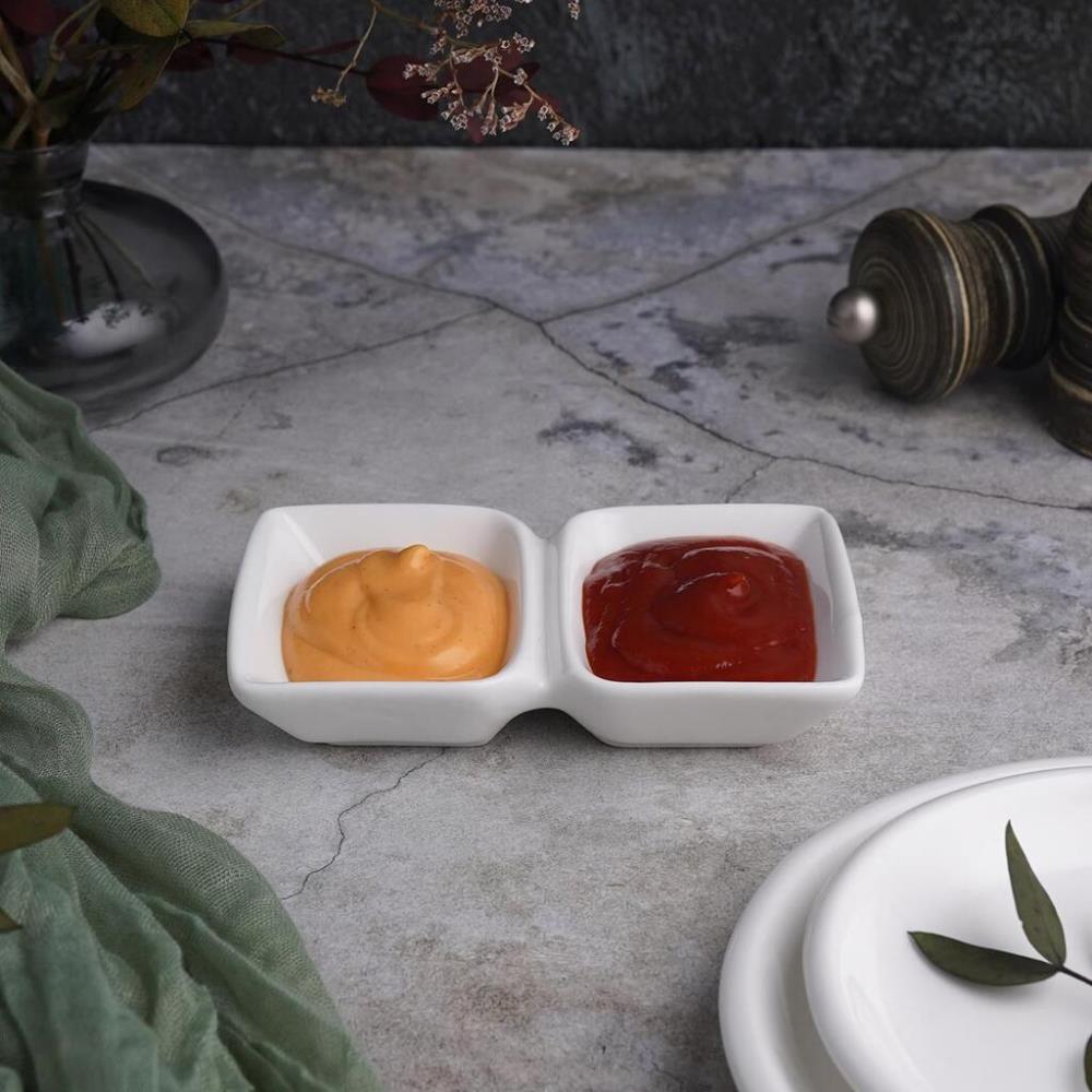 P.L. Proff Cuisine Соусник 50*50 мл двойной 12*7,3*2,3 см прямоуг. белый фарфор P.L. Proff Cuisine Соусник 50*50 мл двойной 12*7,3*2,3 см прямоуг. белый фарфор