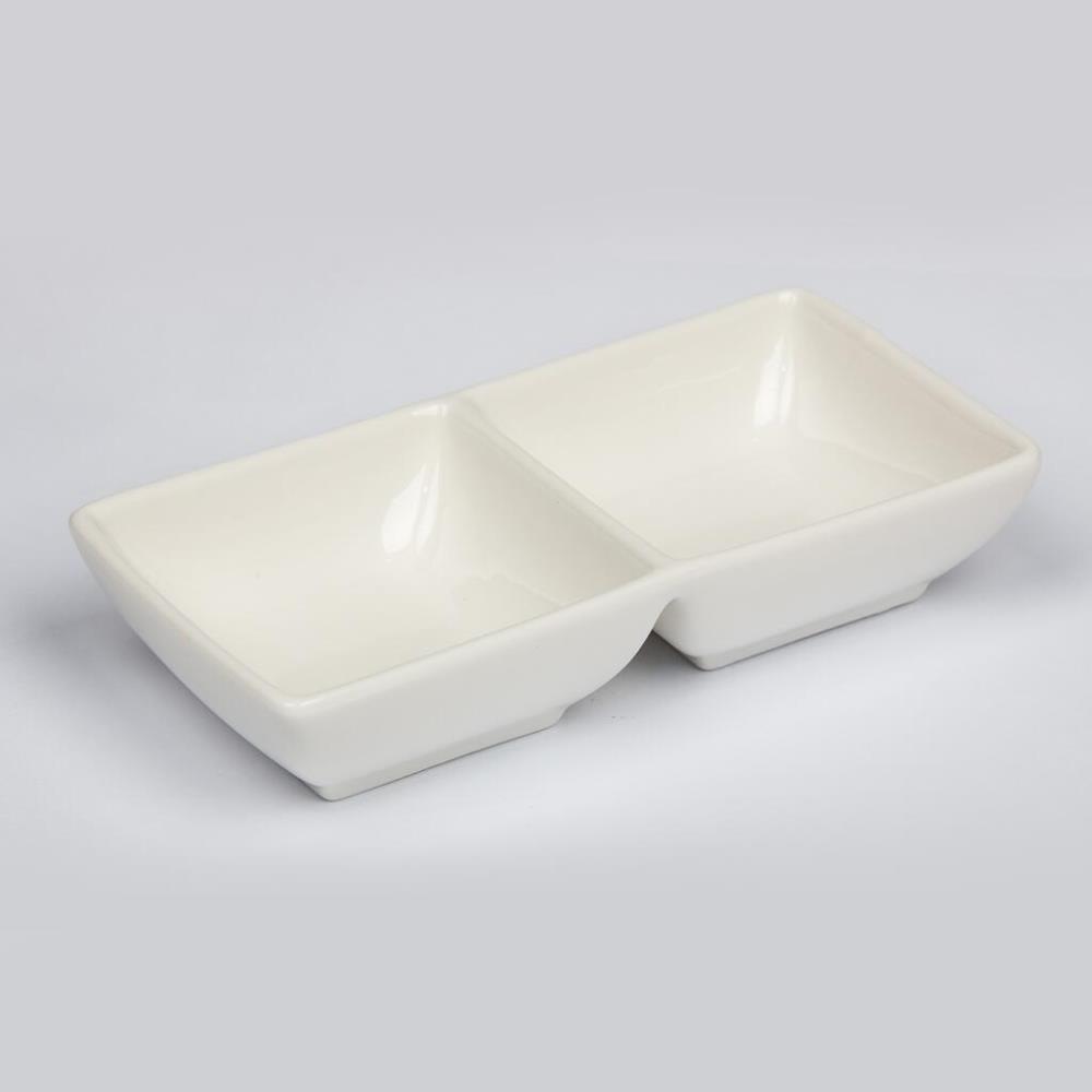 Proff Cuisine Соусник 70*70 мл двойной 14*7 см h3 см прямоуг. белый фарфор P.L. Proff Cuisine Соусник 70*70 мл двойной 14*7 см h3 см прямоуг. белый фарфор P.L.