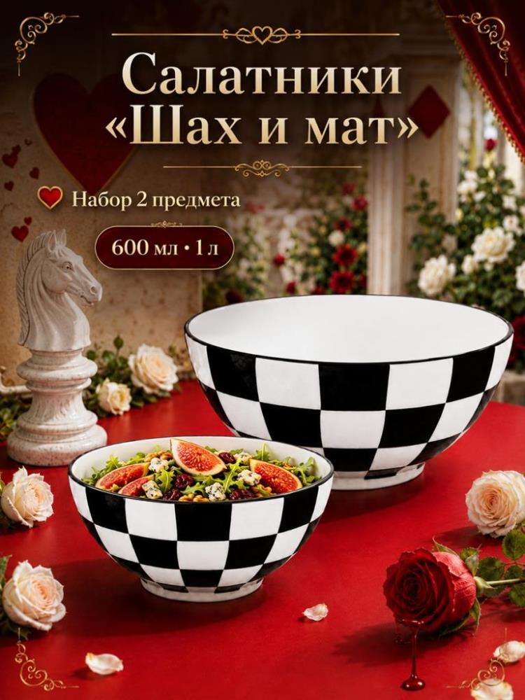 Набор салатников 2 пр. 1 л 18*18*8 см + 600 мл 15,5*15,5*7 см Набор салатников 2 пр. 1 л 18*18*8 см + 600 мл 15,5*15,5*7 см