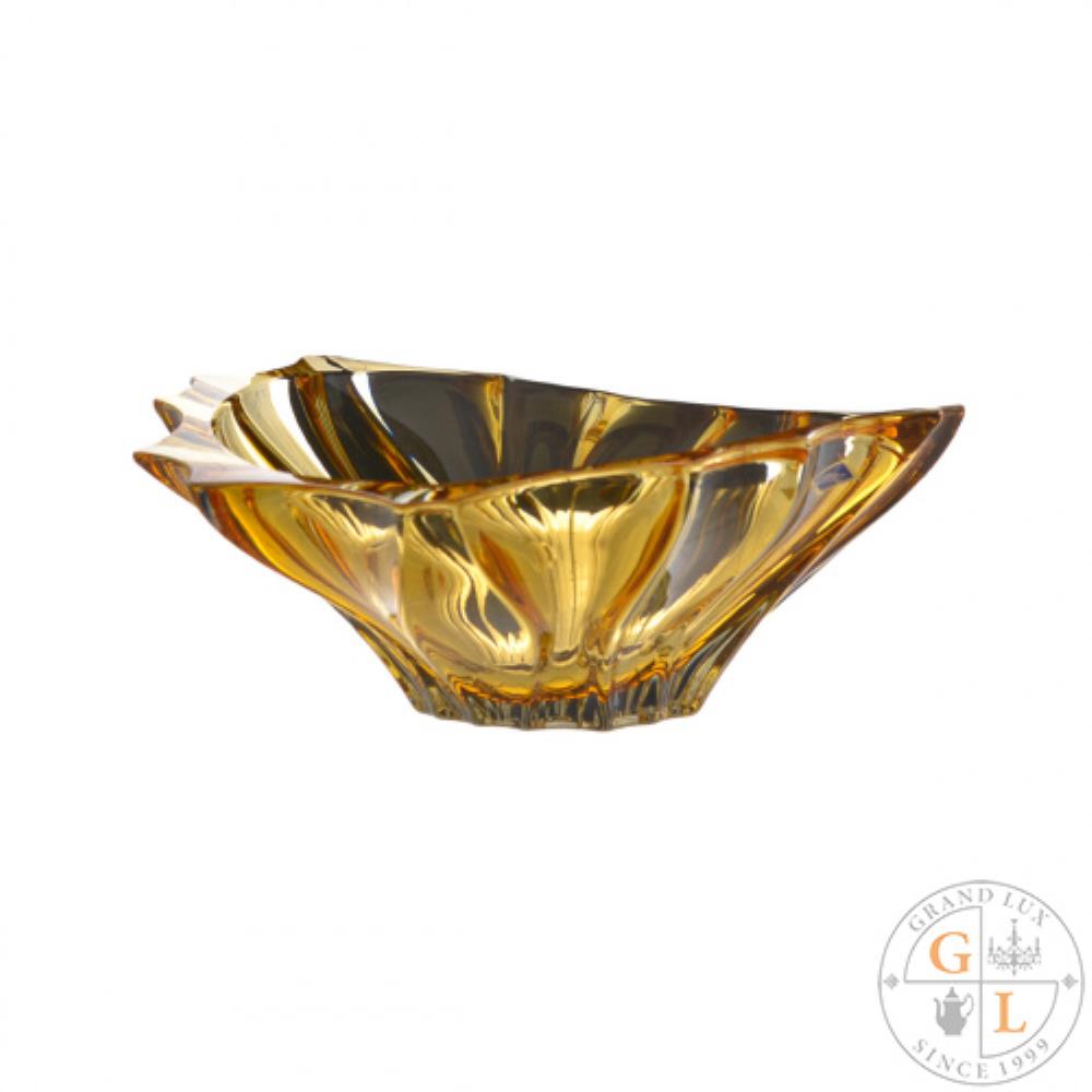 Aurum Crystal Plantica Фруктовница янтарная 33см Aurum Crystal Plantica Фруктовница янтарная 33см