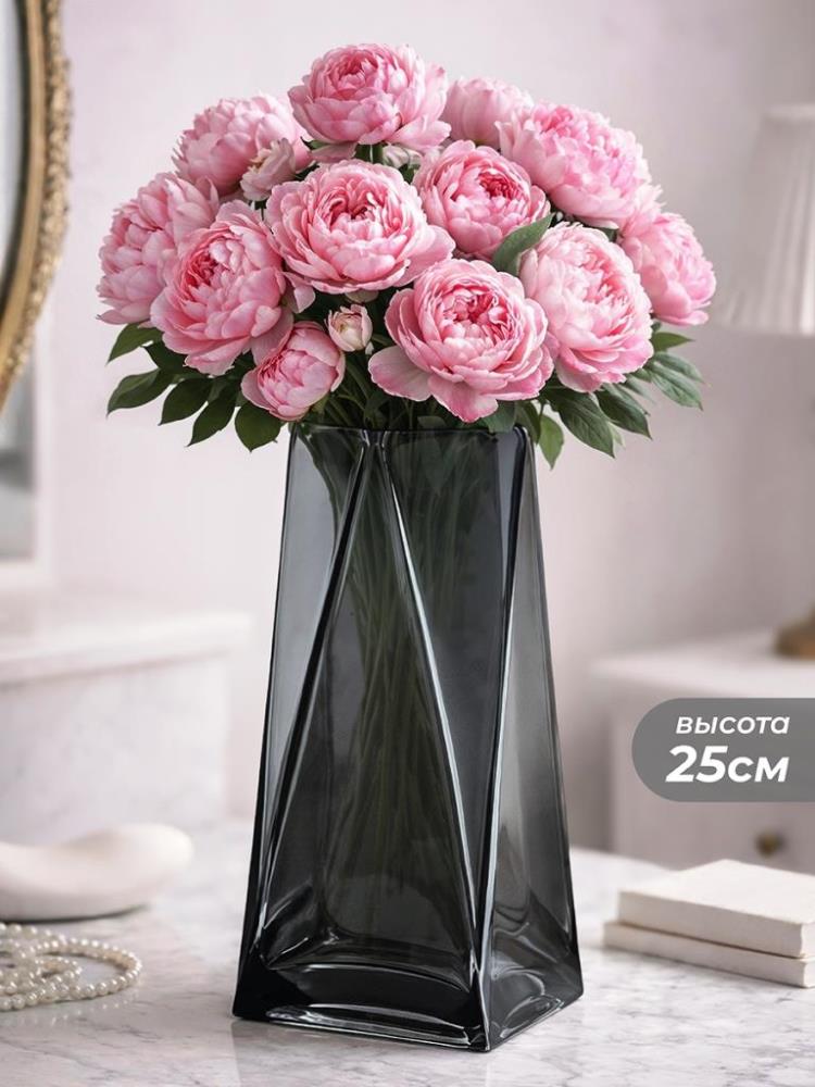 Ваза 11*11*25 см 1,6 л, графит, стекло Ваза 11*11*25 см 1,6 л, графит, стекло