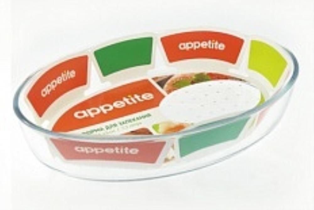 Форма стекл овал 35x24x6см/2,9л с руч ТМ Appetite Форма стекл овал 35x24x6см/2,9л с руч ТМ Appetite