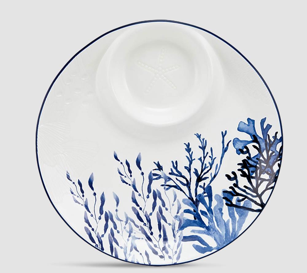 Блюдо, 32 см, керамика К, белое, круглое, Синие кораллы, Blue Coral Блюдо, 32 см, керамика К, белое, круглое, Синие кораллы, Blue Coral