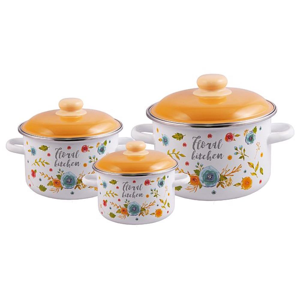 Набор эмал 3пр №19 Цветочная кухня / Floral kitchen ТМ Appetite Набор эмал 3пр №19 Цветочная кухня / Floral kitchen ТМ Appetite