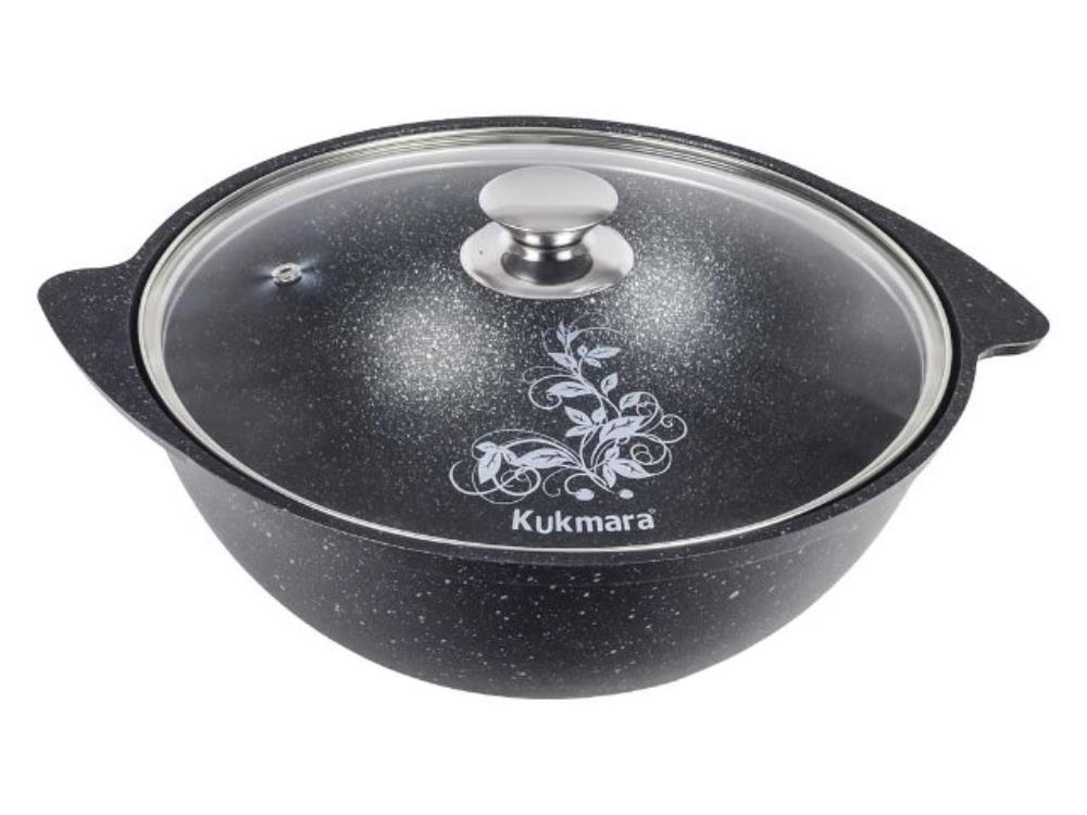 Темный мрамор Казан а/пр литой 3,5л д/плова стекл/кр ТМ KUKMARA