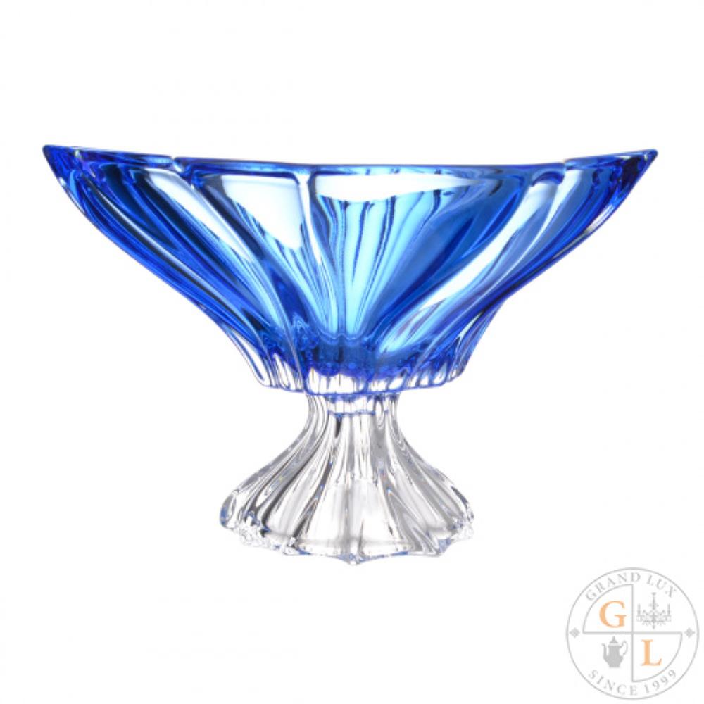 Aurum Crystal Plantica Фруктовница на ножке 33см Blue Aurum Crystal Plantica Фруктовница на ножке 33см Blue