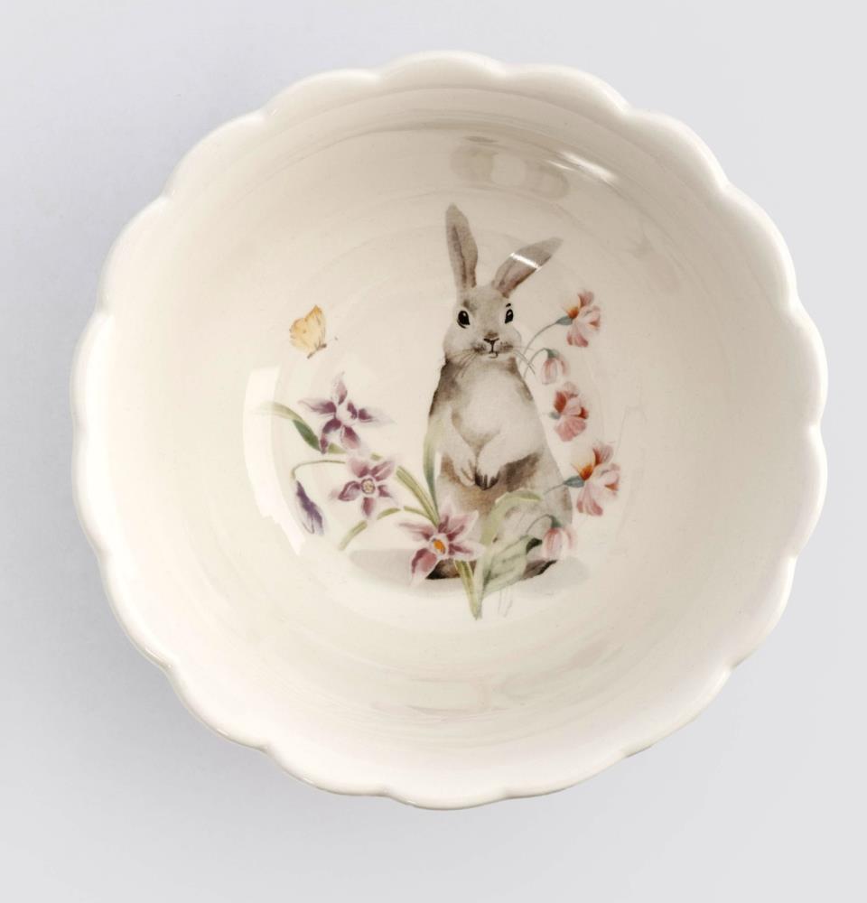 Салатник, 15х7 см, 530 мл, керамика, белый, Кролик с цветами, Flower Rabbit Салатник, 15х7 см, 530 мл, керамика, белый, Кролик с цветами, Flower Rabbit