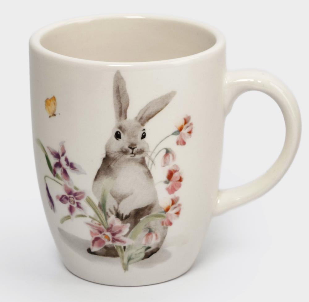 Кружка, 330 мл, керамика, белая, Кролик с цветами, Flower Rabbit Кружка, 330 мл, керамика, белая, Кролик с цветами, Flower Rabbit