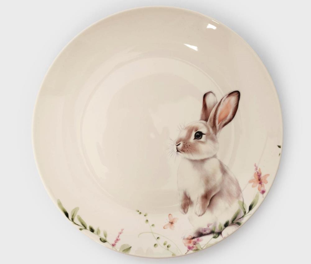 Тарелка закусочная, 20 см, фарфор N, белая, Кролик в цветах, Bunny Тарелка закусочная, 20 см, фарфор N, белая, Кролик в цветах, Bunny