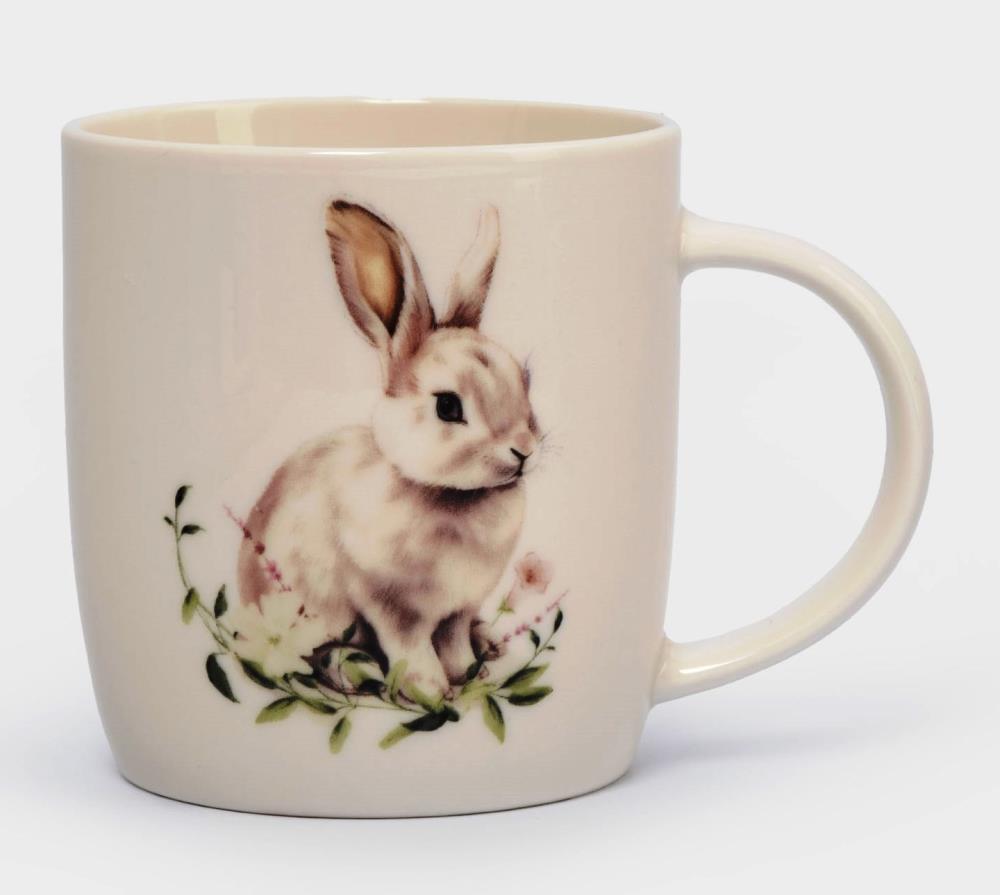 Кружка, 360 мл, фарфор N, белая, Кролик в цветах, Bunny Кружка, 360 мл, фарфор N, белая, Кролик в цветах, Bunny