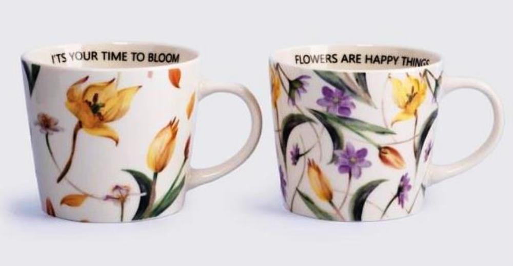 Кружка, 430 мл, 2 шт, фарфор N, белая, Летящие цветы, Fiori Кружка, 430 мл, 2 шт, фарфор N, белая, Летящие цветы, Fiori