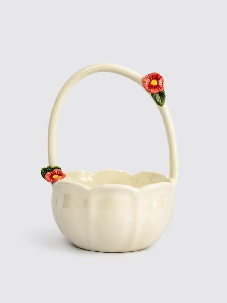 Конфетница, 15х22 см, с ручкой, керамика, молочная, Цветы, Gentle flower Конфетница, 15х22 см, с ручкой, керамика, молочная, Цветы, Gentle flower