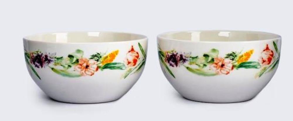 Салатник, 14x8 см, 620 мл, 2 шт, фарфор P, белый, Акварельные цветы, Bouquet Салатник, 14x8 см, 620 мл, 2 шт, фарфор P, белый, Акварельные цветы, Bouquet