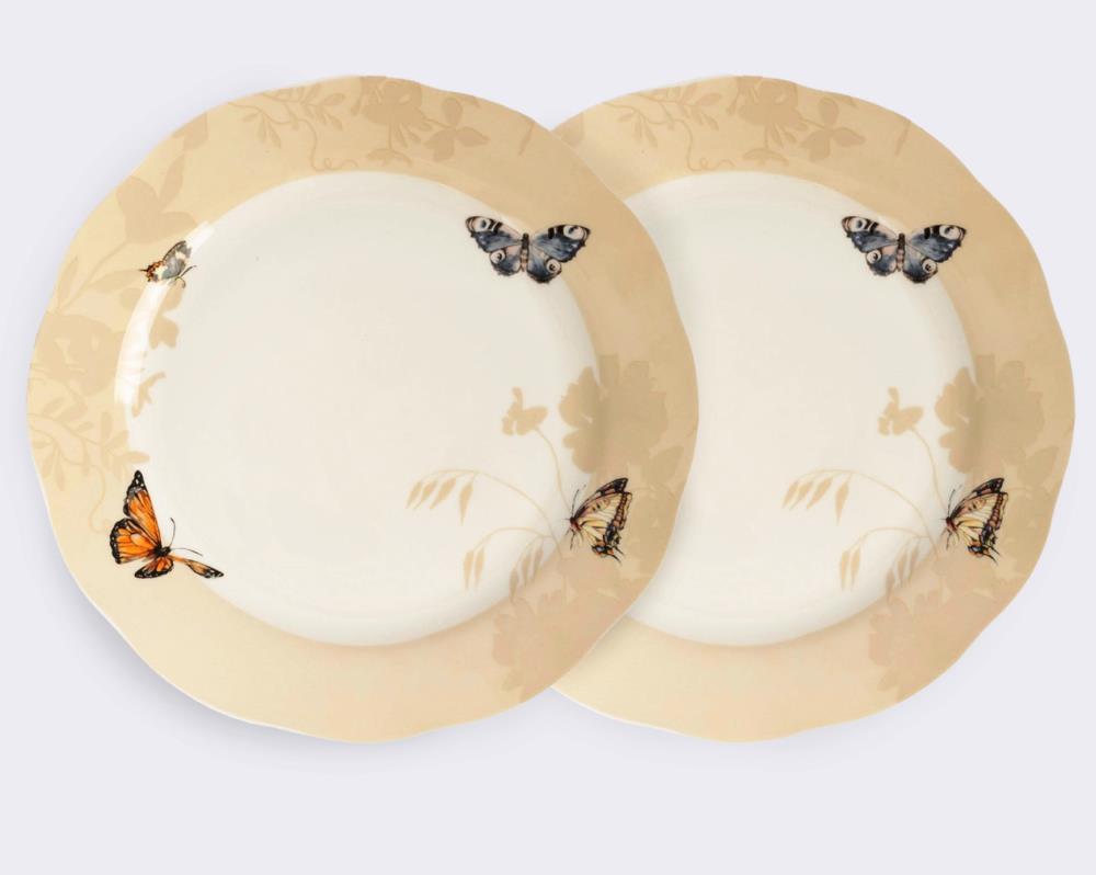 Тарелка закусочная, 24 см, 2 шт, фарфор N, бежевая, Бабочки, Butterfly garden Тарелка закусочная, 24 см, 2 шт, фарфор N, бежевая, Бабочки, Butterfly garden