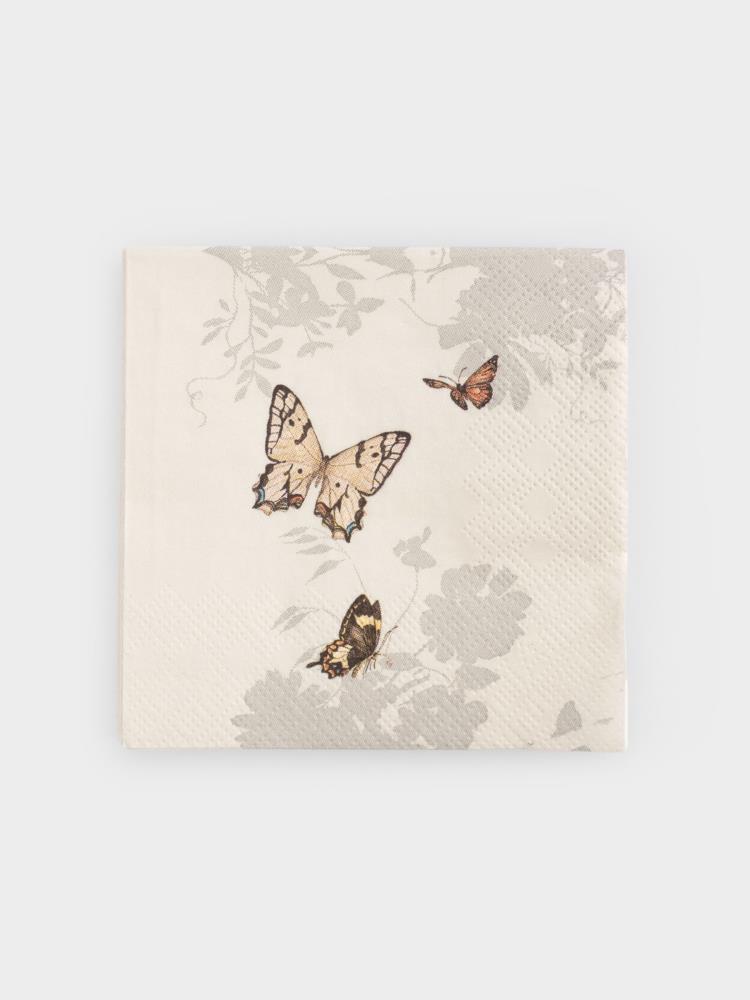 Салфетки бумажные, 21х21 см, 20 шт, квадратные, белые, Бабочки, Butterfly garden Салфетки бумажные, 21х21 см, 20 шт, квадратные, белые, Бабочки, Butterfly garden
