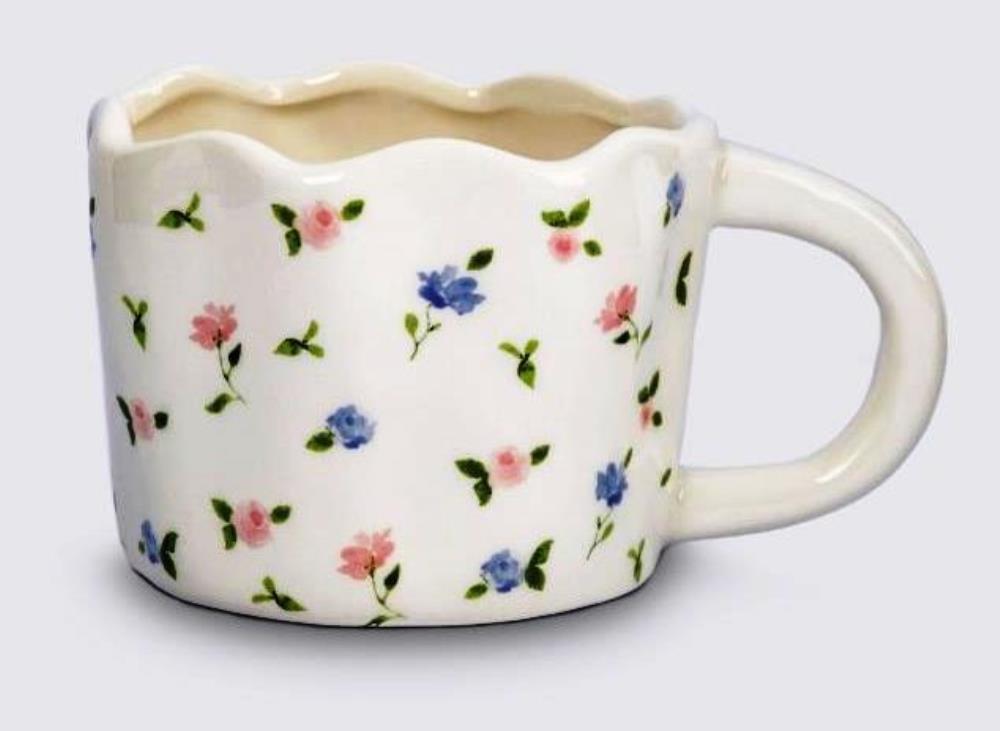 Кружка, 460 мл, керамика, молочная, Нежные цветы, Mint flowers Кружка, 460 мл, керамика, молочная, Нежные цветы, Mint flowers
