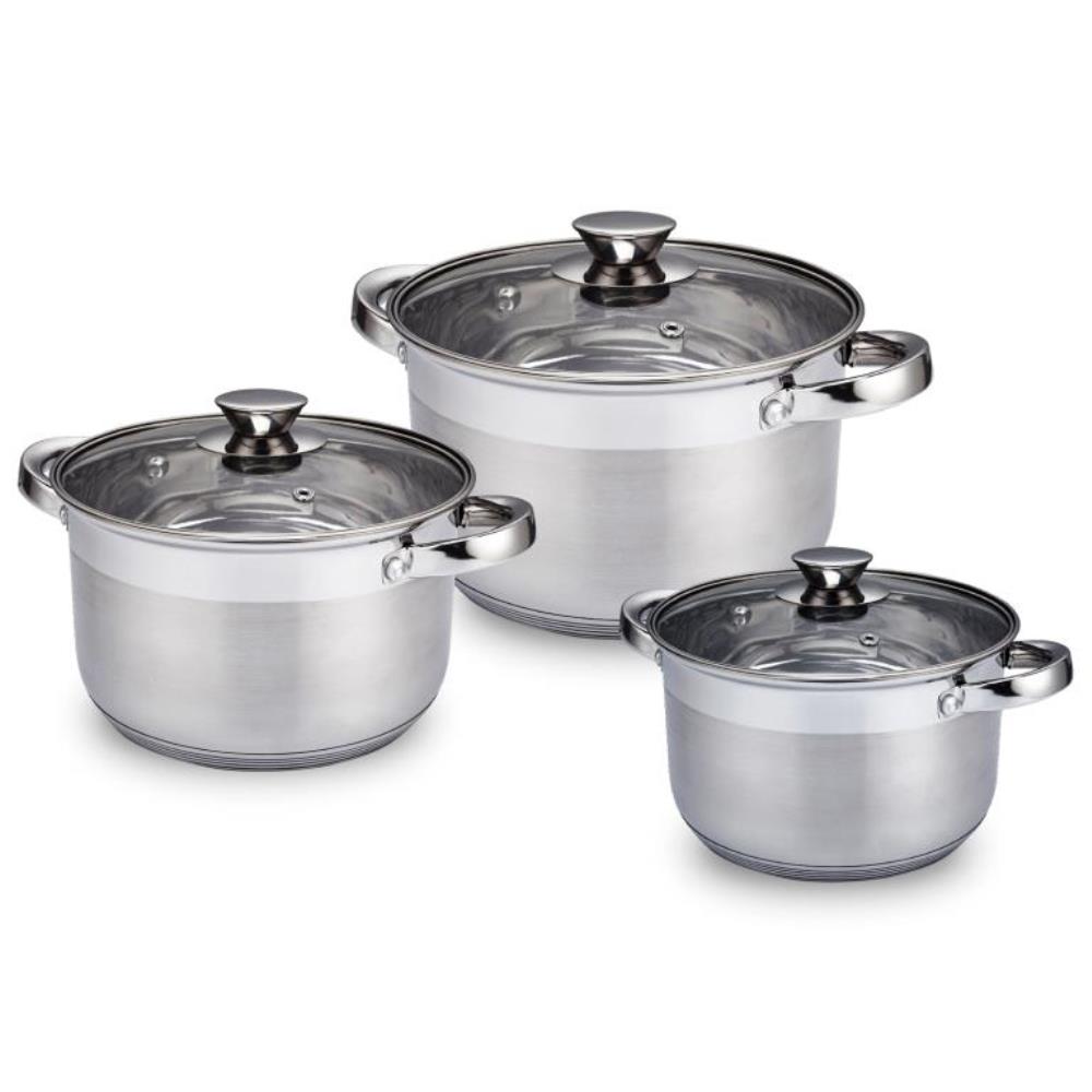 Набор 6 пр нерж кастрюли цил 2,0, 2,7, 3,6л  Серебро / Silver ТМ Appetite
