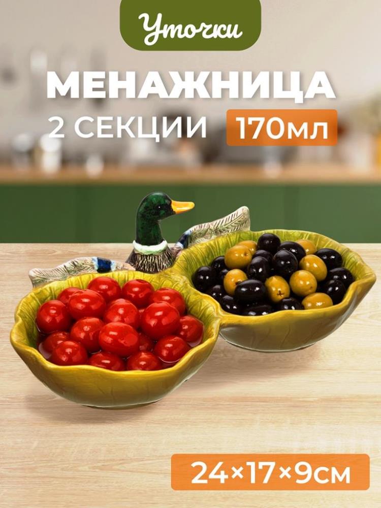 Блюдо - менажница 2 секции 24*17*9 см Блюдо - менажница 2 секции 24*17*9 см