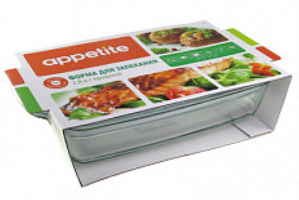 Форма стекл прям 34х20х11см/2,8л с кр ТМ Appetite Форма стекл прям 34х20х11см/2,8л с кр ТМ Appetite