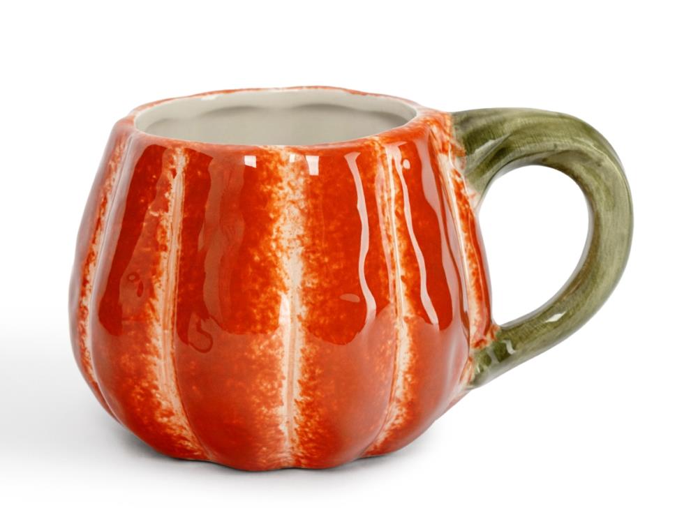 Кружка, 440 мл, керамика D, оранжево-зеленая, Тыква с листом, Bright pumpkin Кружка, 440 мл, керамика D, оранжево-зеленая, Тыква с листом, Bright pumpkin